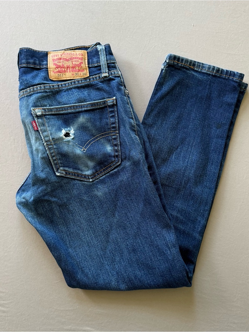 Levi's® 511 Slim-Fit Straight-Leg Distressed Jeans